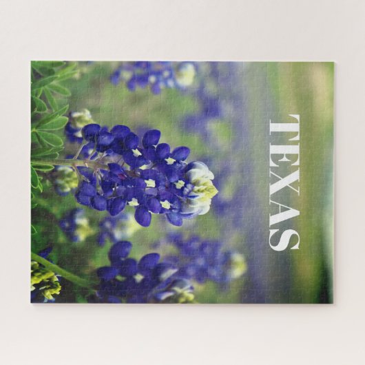 ブルーボンネットブルーフラワーズテキサス州テシャンフローラ ジグソーパズル (横)