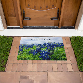 ブルーボンネットブルーフラワーズテキサス州テシャンフローラ ドアマット