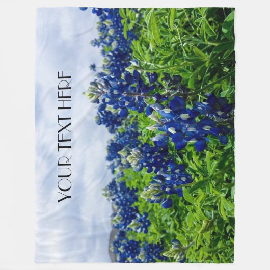 ブルーボンネットブルーフラワーズテキサス州テシャンフローラ フリースブランケット (正面)