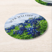 ブルーボンネットブルーフラワーズテキサス州テシャンフローラ ラウンドペーパーコースター (アングル)