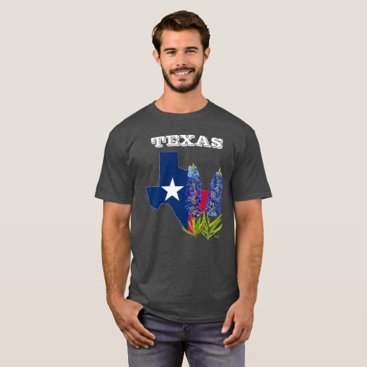 ブルーボンネットブルーフラワーズテキサス州テシャン州フローラ Tシャツ (正面フル)