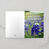ブルーボンネットブルーフラワーズテキサス州フローラ誕生日 箔グリーティングカード (外側レイダウン)