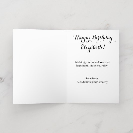 ブルーボンネットブルーフラワーズテキサス州フローラ誕生日 箔グリーティングカード (内側レイダウン)