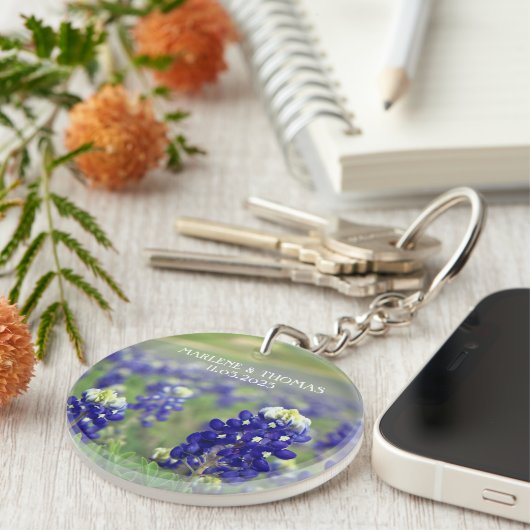 ブルーボンネットブルーフラワーズテキサス州フローラ キーホルダー (正面右)