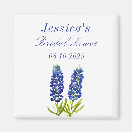 ブルーボンネットブルーフローラテキサス州ブライダルシャワー マグネット (正面)