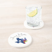 ブルーボンネットブルーフローラボーホウォーターカラーウェディング コースター (側面)
