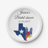 ブルーボンネットブルーフローラ水彩ブライダルシャワー ペーパープレート (正面)