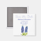 ブルーボンネットブルーフローラ素朴テキサス州結婚ズ マグネット (正面/裏面)