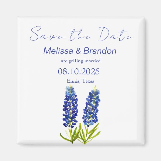 ブルーボンネットブルーフローラ素朴テキサス州結婚ズ マグネット (正面)