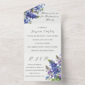 ブルーボンネットブルーワイルドフラワーフローラルパン オールインワン招待状 (内側)