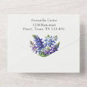 ブルーボンネットブルーワイルドフラワーフローラルパン オールインワン招待状 (裏面)