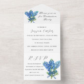 ブルーボンネットブルーワイルドフラワーフローラルパン オールインワン招待状 (内側)