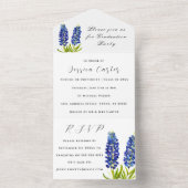 ブルーボンネットブルーワイルドフラワーフローラルパン オールインワン招待状 (内側)