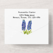 ブルーボンネットブルーワイルドフラワーフローラルパン オールインワン招待状 (裏面)