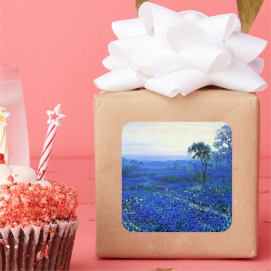 ブルーボンネットランドスケープ、カクティー&マウンテンローレル スクエアシール (パーティー)