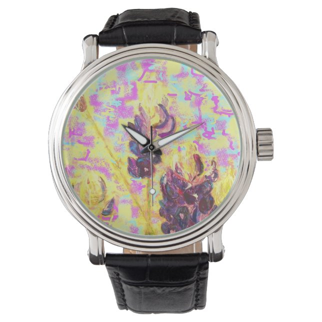 ブルーボンネットワイルドフラワーアップアップ 腕時計 (正面)