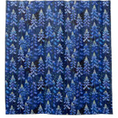 ブルーボンネットワイルドフラワーダークブルーテキサス州フローラ シャワーカーテン (正面)