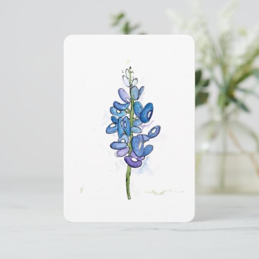 ブルーボンネットワイルドフラワー任意の大事な行事フラットカード サンキューカード (スタンド正面)