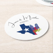 ブルーボンネット ブルー フラワーボヘミア 水彩 ウェディング ラウンドペーパーコースター (アングル)