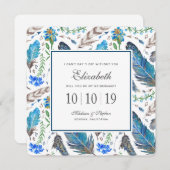 ブルーボーアステカホの水彩色 – Bridesmaid 招待状 (正面/裏面)