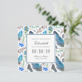 ブルーボーアステカホの水彩色 – Bridesmaid 招待状 (スタンド正面)