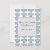 ブルーボーイおむつラッフル赤ちゃんシャワーエンクロージャカード 招待状 (裏面)