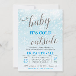 ブルーボーイのウィンターベイビーシャワー Baby It's Cold Outside 招待状
