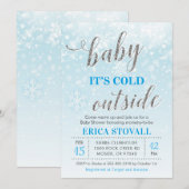 ブルーボーイのウィンターベイビーシャワー Baby It's Cold Outside 招待状 (正面/裏面)
