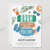 ブルーボーイのプールパーティー誕生日 招待状 (正面)