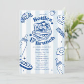 ブルーボーイのベビーシャワー Bottles & Brunch Doodle 招待状 (スタンド正面)