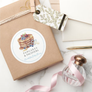 ブルーボーイのベビーシャワー Pancakes & Pacifiers ラウンドシール