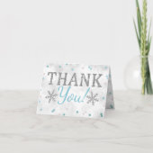 ブルーボーイの冬のクリスマスベビーシャワーありがとう サンキューカード (正面)