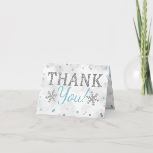 ブルーボーイの冬のクリスマスベビーシャワーありがとう サンキューカード (正面)