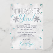 ブルーボーイの冬のクリスマスベビーシャワーありがとう 箔招待状 (正面)