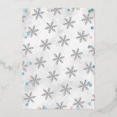 ブルーボーイの冬のクリスマスベビーシャワーありがとう 箔招待状 (裏面)