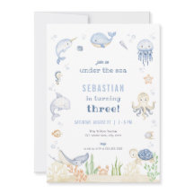 ブルーボーイアンダーザシー誕生日招待状