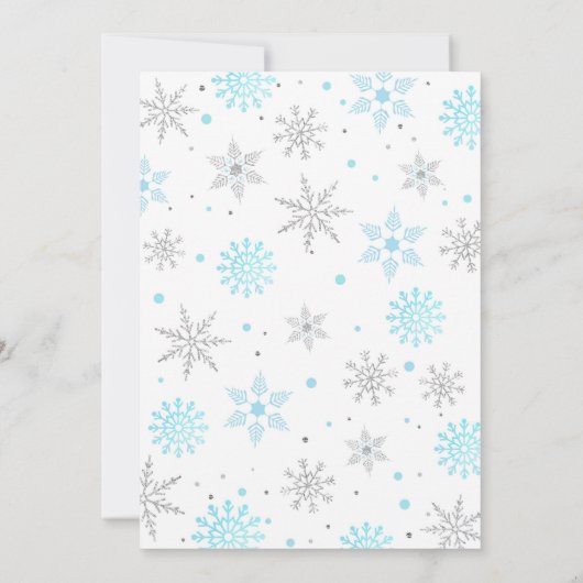 ブルーボーイウィンターオネダーランドスノーフレーク1st誕生日 招待状 (裏面)