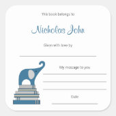 ブルーボーイエレファントオンブックスブックプレート スクエアシール (正面)