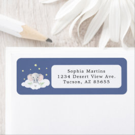 ブルーボーイエレファントリトルピーナッツベビーブシャワー ラベル