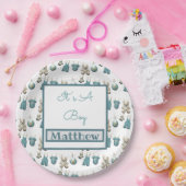 ブルーボーイクロザライン赤ちゃんシャワー ペーパープレート (パーティー)