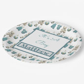 ブルーボーイクロザライン赤ちゃんシャワー ペーパープレート (アングル)