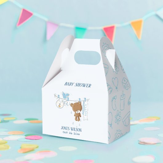 ブルーボーイクロセスラインぶら下がったのロープベビーシャワー フェイバーボックス