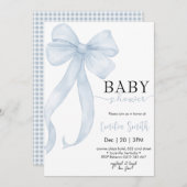 ブルーボーイコケット弓ベビーシャワー 招待状 (正面/裏面)
