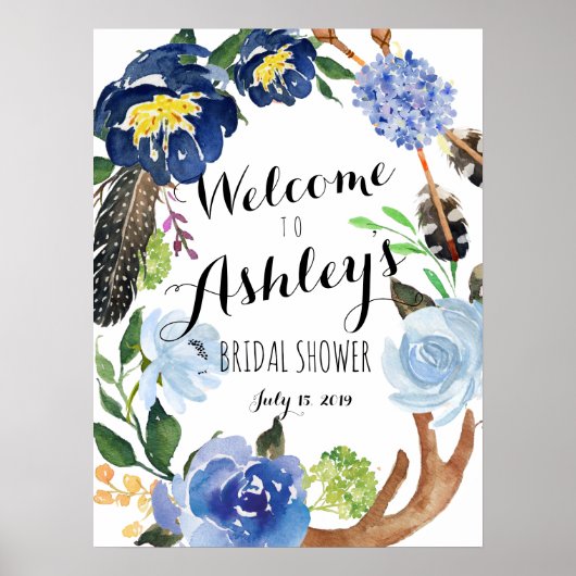 ブルーボーイシャワー歓迎サイン ポスター (正面)