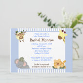 ブルーボーイジャングルサファリフレンドズ5x7ベビーシャワー 招待状 (スタンド正面)