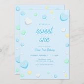 ブルーボーイスウィートワンファースト誕生日招待状 招待状 (正面/裏面)