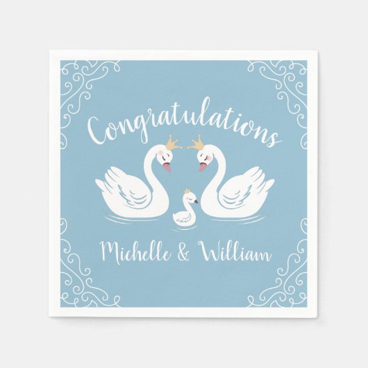 ブルーボーイスワン赤ちゃんシャワー スタンダードカクテルナプキン (正面)