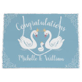 ブルーボーイスワン赤ちゃんシャワー ラージペーパーバッグ (正面)