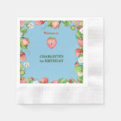 ブルーボーイズのベリースウィート最初の誕生日へようこそ 縁ありカクテルナプキン (正面)