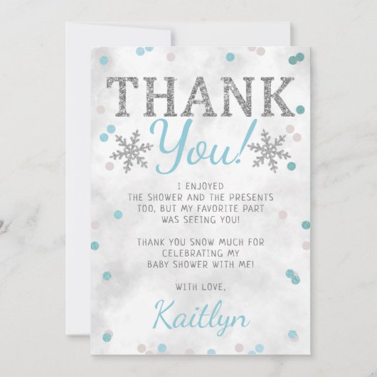 ブルーボーイズウィンタークリスマスベビーシャワー サンキューカード (正面)